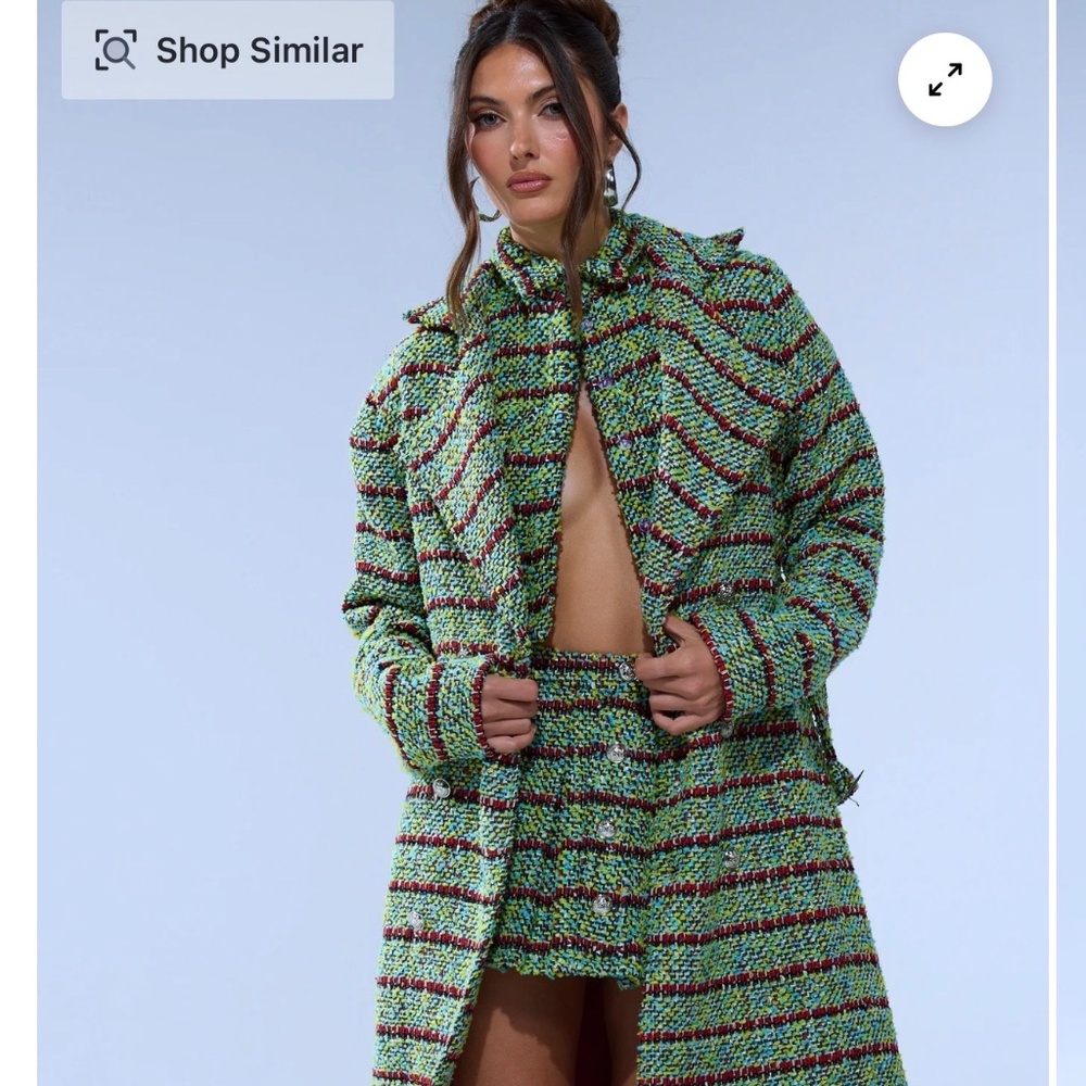 AKIRA IT'S GIVING LUCK TWEED TRENCH Size 1X1X